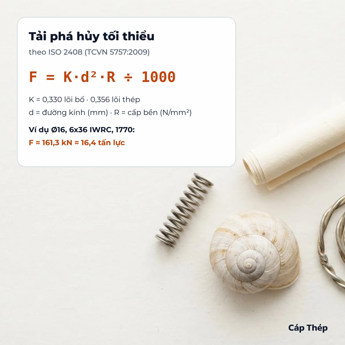 Công thức tính tải trọng cáp thép theo ISO 2408